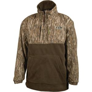 Drake Waterfowl Youth MST Eqwader DW3020 1/4 Zip Hunting Waterproof Breathable Fleece Lined Warm Jacket with Multiple Pockets(Mossy Oak Bottomland)