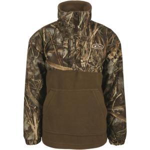 Drake Waterfowl Youth MST Eqwader DW3020 1/4 Zip Hunting Waterproof Breathable Fleece Lined Warm Jacket with Multiple Pockets(Realtree Max-7)