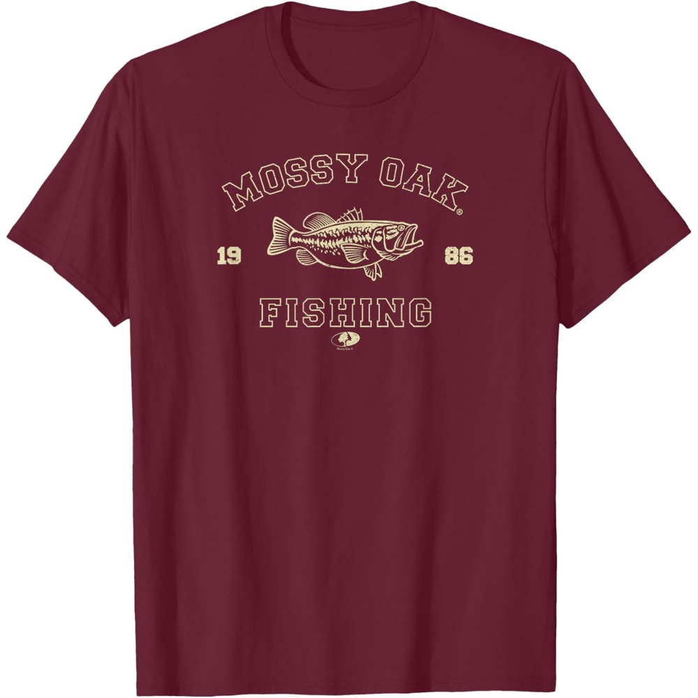 image:imageMossy Oak Fishing 1986 Built for The Bite Fish Logo TShirtBurgundy