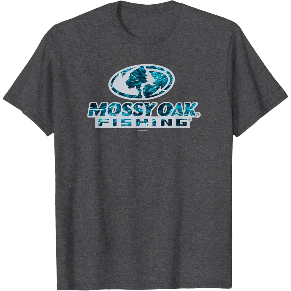 image:imageMossy Oak Fishing Open Water Classic Blue Logo TShirtDark Heather Grey