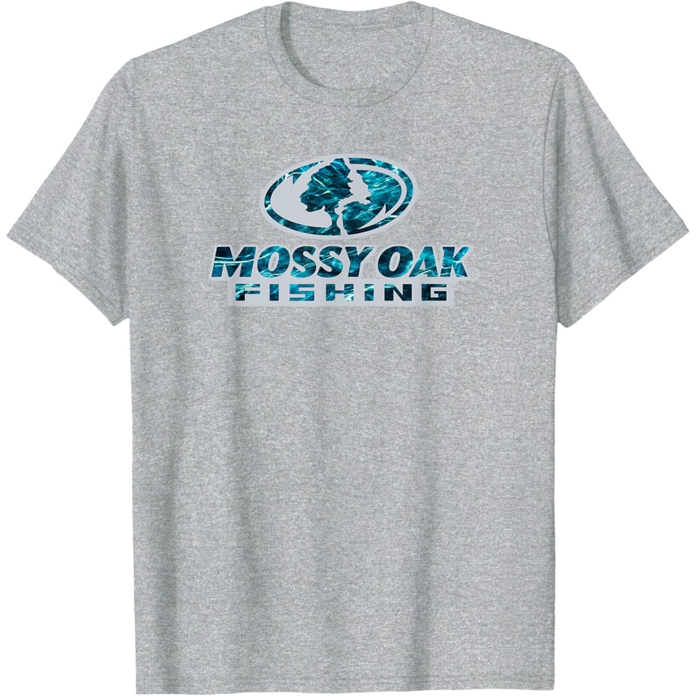 image:imageMossy Oak Fishing Open Water Classic Blue Logo TShirtHeather Grey