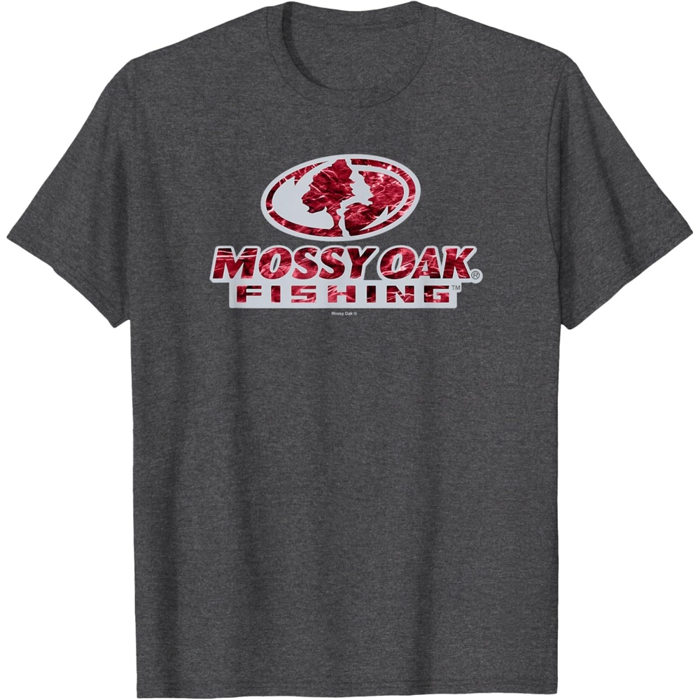 image:imageMossy Oak Fishing Open Water Classic Red Logo TShirtDark Heather Grey