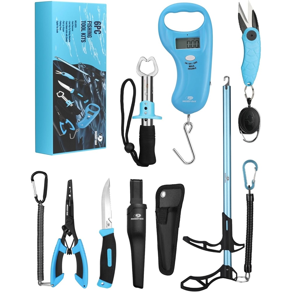 image:imageMossy Oak Fishing Tools Kit Fishing Plier Fish Lip Gripper Multifunctional Fishing Hook Remover with Lanyards Sheath Saltwater Resistant Fishing Accessories amp Equipment Fishing Gifts for Men6pc fishing tool kit
