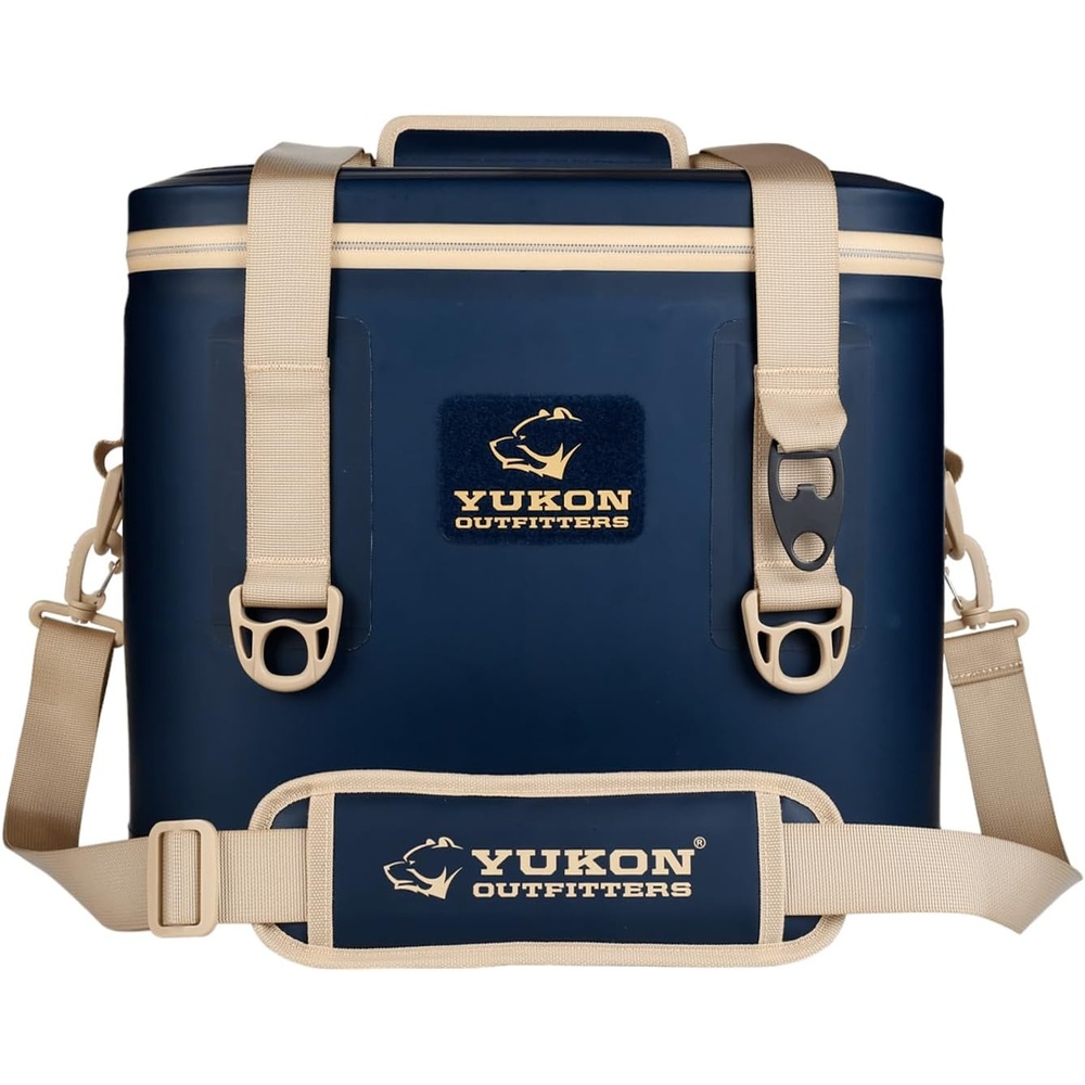 image:imageYukon Outfitters Can Tech Cooler Bag Durable TRU Welded Leakproof Insulated Outdoor Camping Boating Meal amp Drink Lunchbox wAirtight Zippers Padded Carry Handle amp Shoulder StrapNavyTan