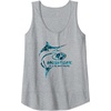 Mossy Oak Fishing Marlin Target Ocean Outdoors Blue Logo Tank Top(Heather Grey)