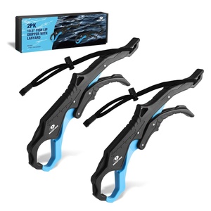 Mossy Oak 10.5” Fishing Lip Gripper, Lightweight Nylon & Fiberglass Fish Grabber with Lanyard, Non-Slip Handle for Freshwater & Saltwater Fishing, Great Holder for Bass & Catfish(2pc)