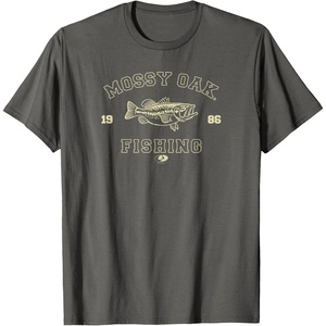 Mossy Oak Fishing 1986 Built for The Bite Fish Logo T-Shirt(Asphalt Grey)