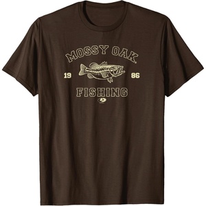Mossy Oak Fishing 1986 Built for The Bite Fish Logo T-Shirt(Brown)