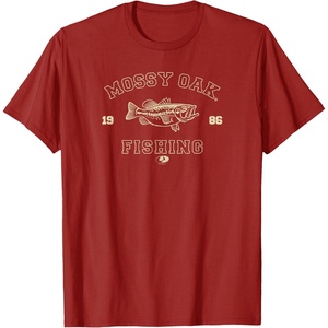 Mossy Oak Fishing 1986 Built for The Bite Fish Logo T-Shirt(Cranberry Red)