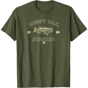 Mossy Oak Fishing 1986 Built for The Bite Fish Logo T-Shirt(Olive Green)