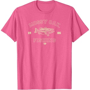 Mossy Oak Fishing 1986 Built for The Bite Fish Logo T-Shirt(Pink Heather)