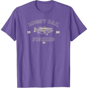 Mossy Oak Fishing 1986 Built for The Bite Fish Logo T-Shirt(Purple Heather)