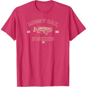 Mossy Oak Fishing 1986 Built for The Bite Fish Logo T-Shirt(Red Heather)