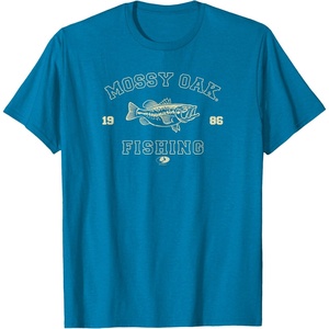 Mossy Oak Fishing 1986 Built for The Bite Fish Logo T-Shirt(Sapphire Blue)