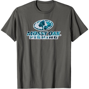 Mossy Oak Fishing Open Water Classic Blue Logo T-Shirt(Asphalt Grey)