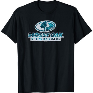 Mossy Oak Fishing Open Water Classic Blue Logo T-Shirt(Black)