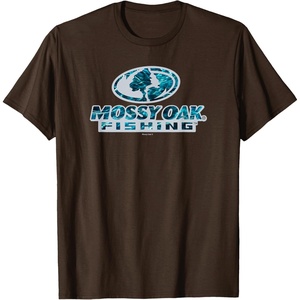Mossy Oak Fishing Open Water Classic Blue Logo T-Shirt(Brown)