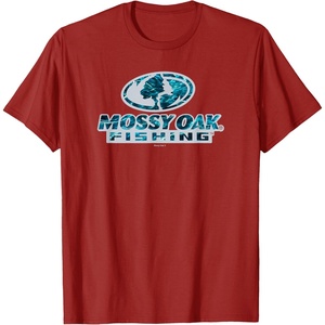 Mossy Oak Fishing Open Water Classic Blue Logo T-Shirt(Cranberry Red)