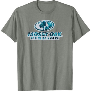 Mossy Oak Fishing Open Water Classic Blue Logo T-Shirt(Olive Heather)