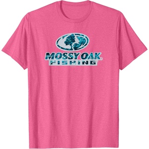 Mossy Oak Fishing Open Water Classic Blue Logo T-Shirt(Pink Heather)