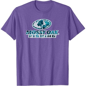 Mossy Oak Fishing Open Water Classic Blue Logo T-Shirt(Purple Heather)