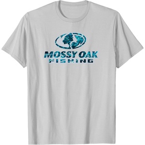 Mossy Oak Fishing Open Water Classic Blue Logo T-Shirt(Silver Grey)