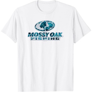 Mossy Oak Fishing Open Water Classic Blue Logo T-Shirt(White)