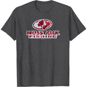 Mossy Oak Fishing Open Water Classic Red Logo T-Shirt(Dark Heather Grey)
