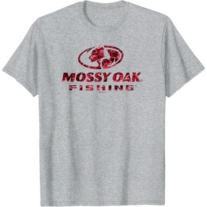 Mossy Oak Fishing Open Water Classic Red Logo T-Shirt(Heather Grey)