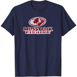 Mossy Oak Fishing Open Water Classic Red Logo T-Shirt(Navy Blue)