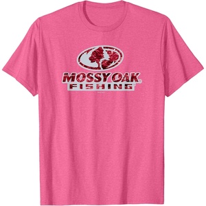 Mossy Oak Fishing Open Water Classic Red Logo T-Shirt(Pink Heather)