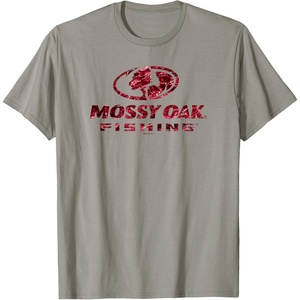 Mossy Oak Fishing Open Water Classic Red Logo T-Shirt(Slate Grey)