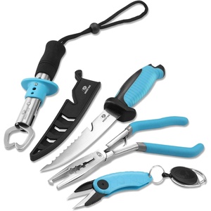 Mossy Oak Fishing Tools Kit- Fishing Plier, Fish Lip Gripper, Multifunctional Fishing Hook Remover with Lanyards Sheath, Saltwater Resistant Fishing Accessories & Equipment, Fishing Gifts for Men(4pc Fishing Tool Kit)