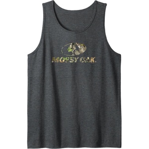 Mossy Oak Nature Camouflage Classic Outdoors Logo Tank Top(Dark Heather Grey)
