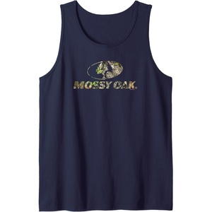 Mossy Oak Nature Camouflage Classic Outdoors Logo Tank Top(Navy Blue)