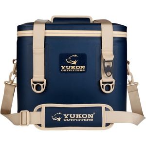 Yukon Outfitters Can Tech Cooler Bag, Durable TRU Welded Leakproof Insulated Outdoor Camping Boating Meal & Drink Lunchbox w/Airtight Zippers, Padded Carry Handle & Shoulder Strap(Navy/Tan)