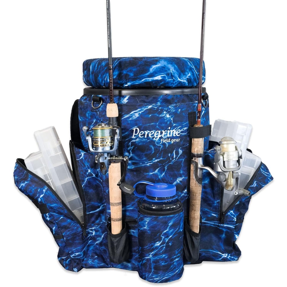 image:imagePeregrine Field Gear Insulated Organized Venture Bucket amp Backpack for FishingHunting with Tacklebox Holder Marlin Camo  6 Gallon