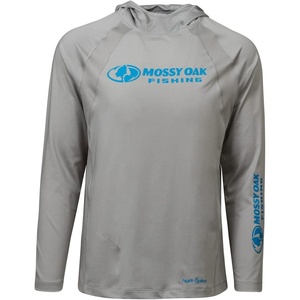 Mossy Oak Men’s Men’s Lightweight Sun Hoodie, Hooded Fishing Shirts(Cool Gray)