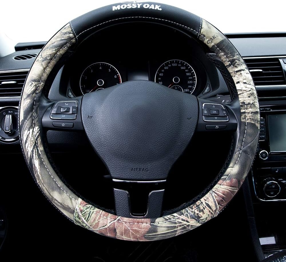 image:imageMossy Oak Camo Steering Wheel Cover Universal 15 inch Made with Premium PVC Leather and Cotton Fabric Official Licensed ProductCotton Steering Wheel Cover