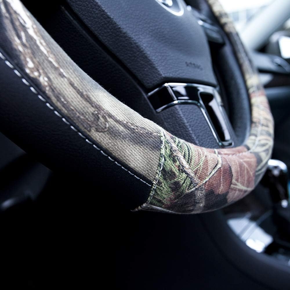 image:imageMossy Oak Camo Steering Wheel Cover Universal 15 inch Made with Premium PVC Leather and Cotton Fabric Official Licensed ProductCotton Steering Wheel Cover