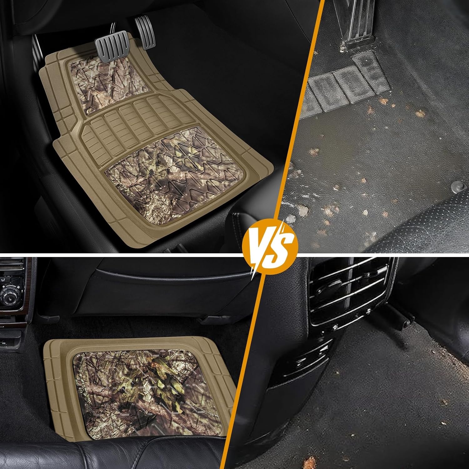 image:imageMossy Oak Camo Trimmable Floor Mats All Weather Protection Trim to Fit for Car SUV Van Trucks Official Licensed Product 4 PcsBeige