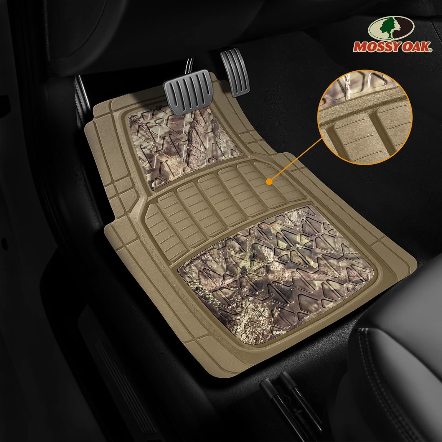 image:imageMossy Oak Camo Trimmable Floor Mats All Weather Protection Trim to Fit for Car SUV Van Trucks Official Licensed Product 4 PcsBeige