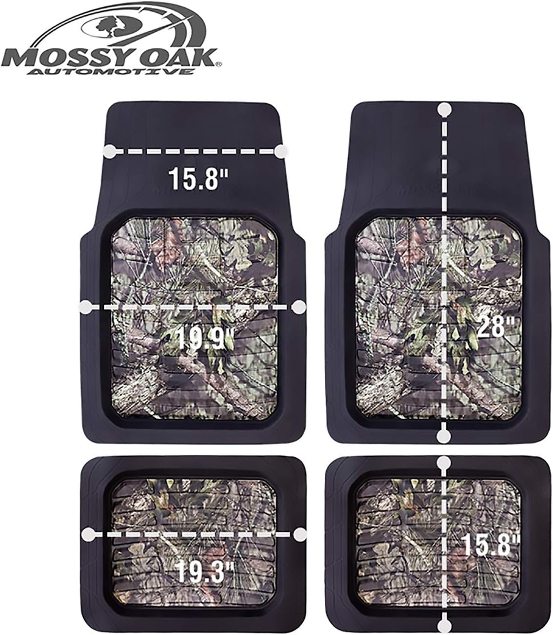 image:imageMossy Oak Heavy Duty Deep Dish Rubber Floor Mats Front and Rear Car Mats with AntiSlip Backing All Weather Protection Trim to Fit for Car SUV Van Trucks Beige Official Licensed ProductBlack