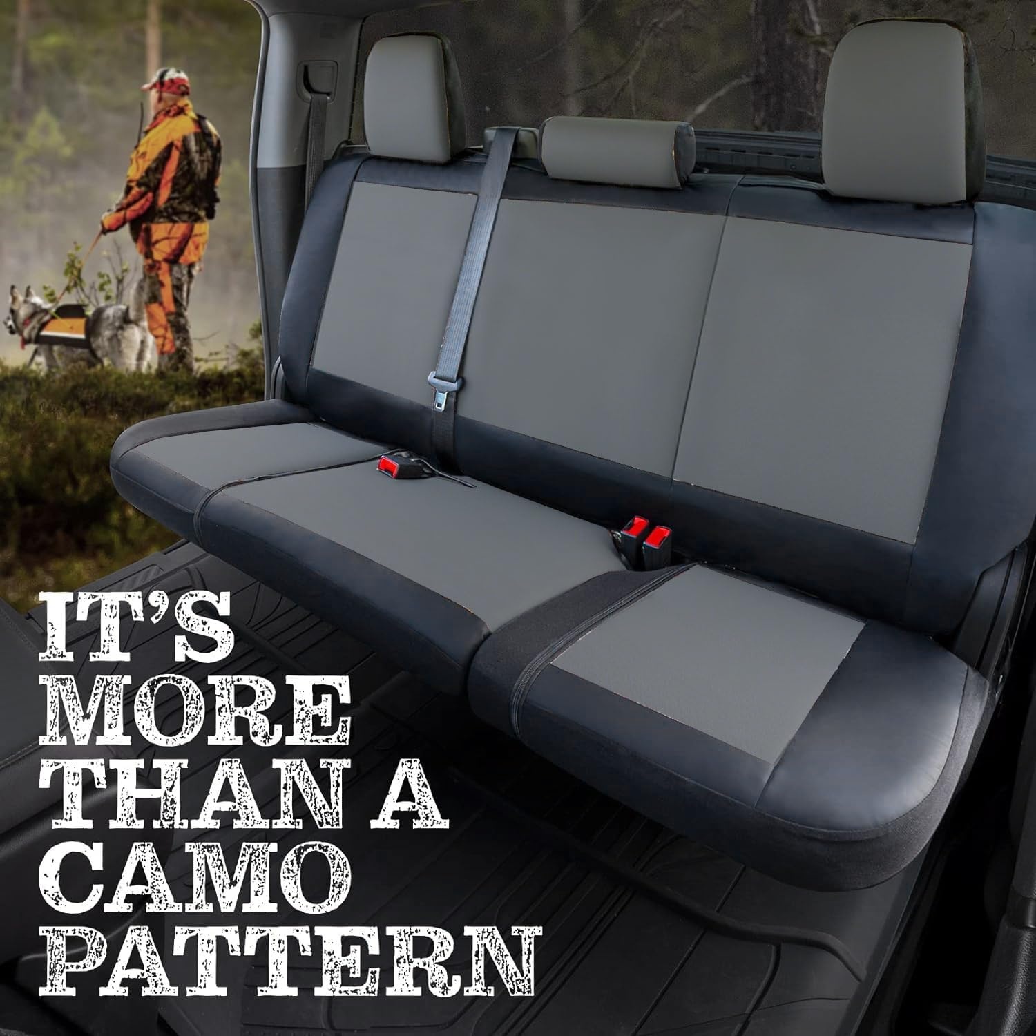 image:imageMossy Oak Heavy Duty Premium Truck Seat Covers for Front Seats Fits FullSize Truck SUV Padded Seat Cover with Bottom Wraparound Front amp Rear Storage PocketsFront Seat Protector Waterproof 2 pcTruck Rear Cover Grey
