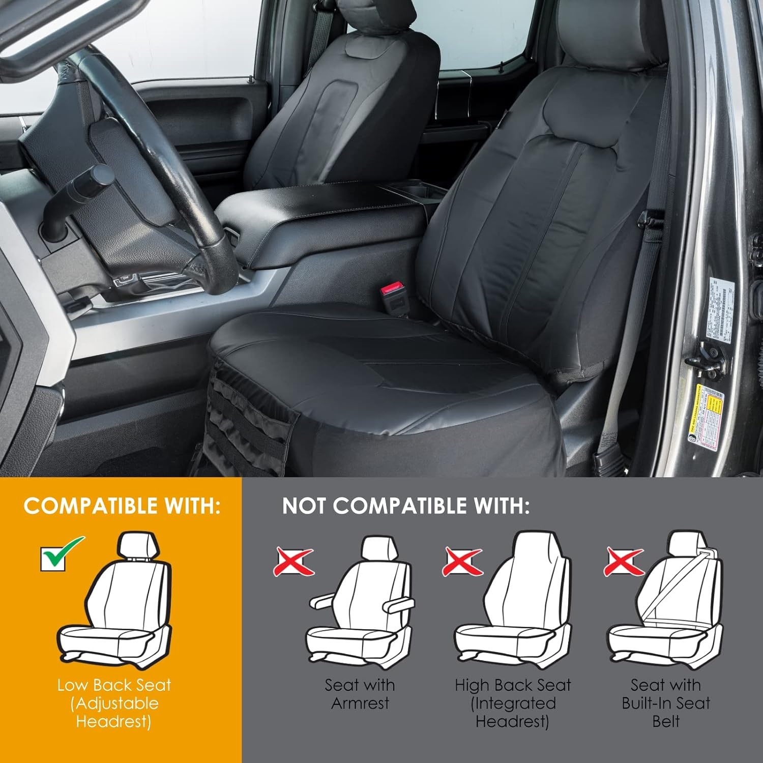 image:imageMossy Oak Heavy Duty Premium Truck Seat Covers for Front Seats Fits FullSize Truck SUV Padded Seat Cover with Bottom Wraparound Front amp Rear Storage PocketsFront Seat Protector Waterproof 2 pcTruck Front Cover Black B