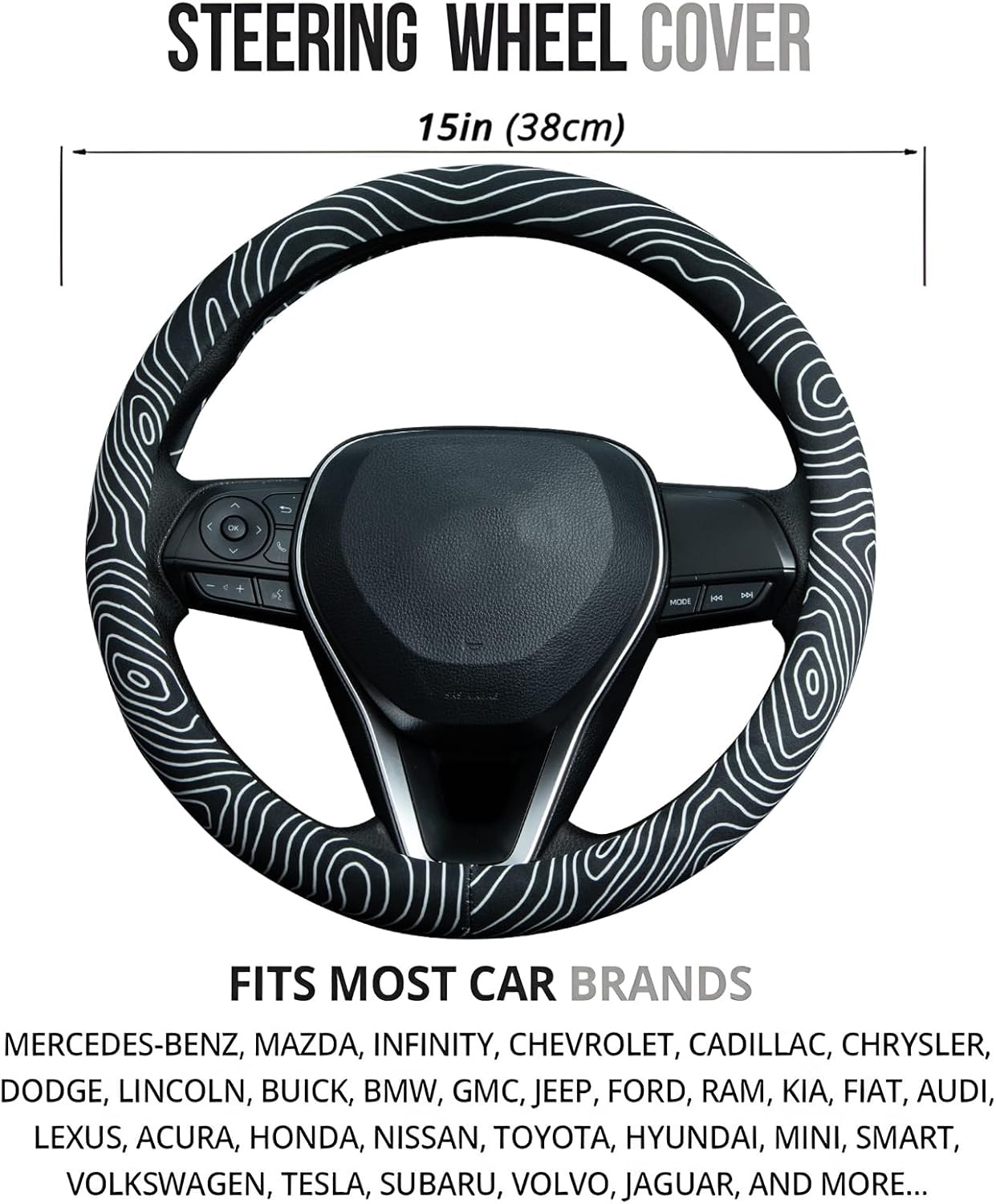image:imageMossy Oak Shadow Grass Blades Steering Wheel Cover Auto Steering Wheel Protector AntiSlip Breathable Absorbing Sweat Universal Camo Car Accessories 14515 inchFit for Most Car Trucks SUVTopography