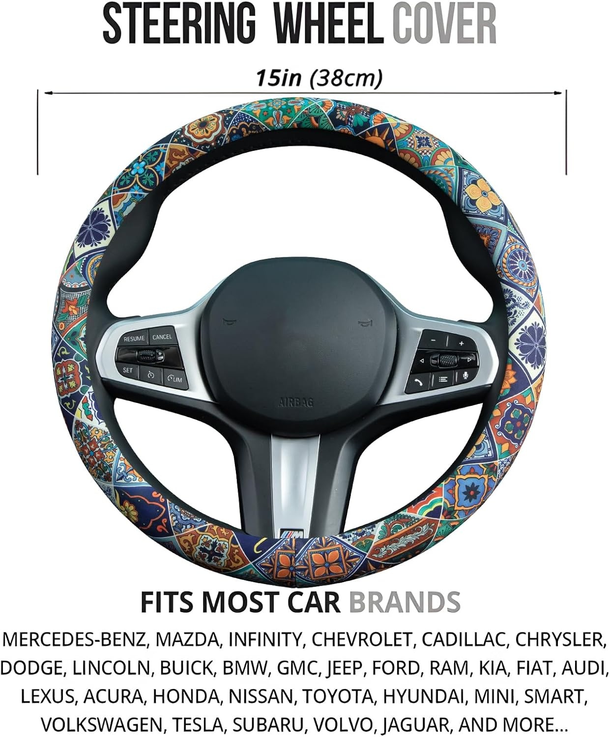 image:imageMossy Oak Shadow Grass Blades Steering Wheel Cover Auto Steering Wheel Protector AntiSlip Breathable Absorbing Sweat Universal Camo Car Accessories 14515 inchFit for Most Car Trucks SUVMexico Style
