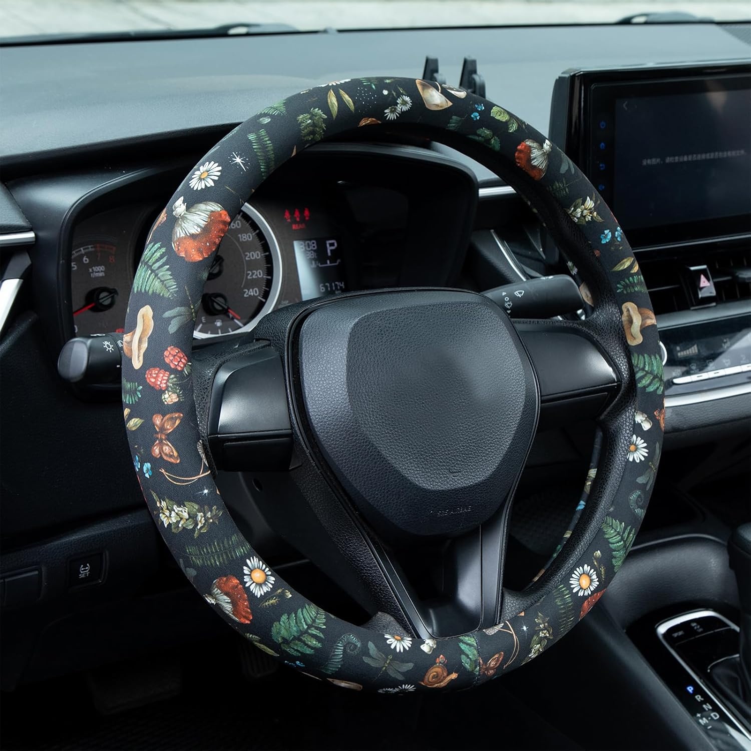 image:imageMossy Oak Shadow Grass Blades Steering Wheel Cover Auto Steering Wheel Protector AntiSlip Breathable Absorbing Sweat Universal Camo Car Accessories 14515 inchFit for Most Car Trucks SUVWoodland Fern Moth