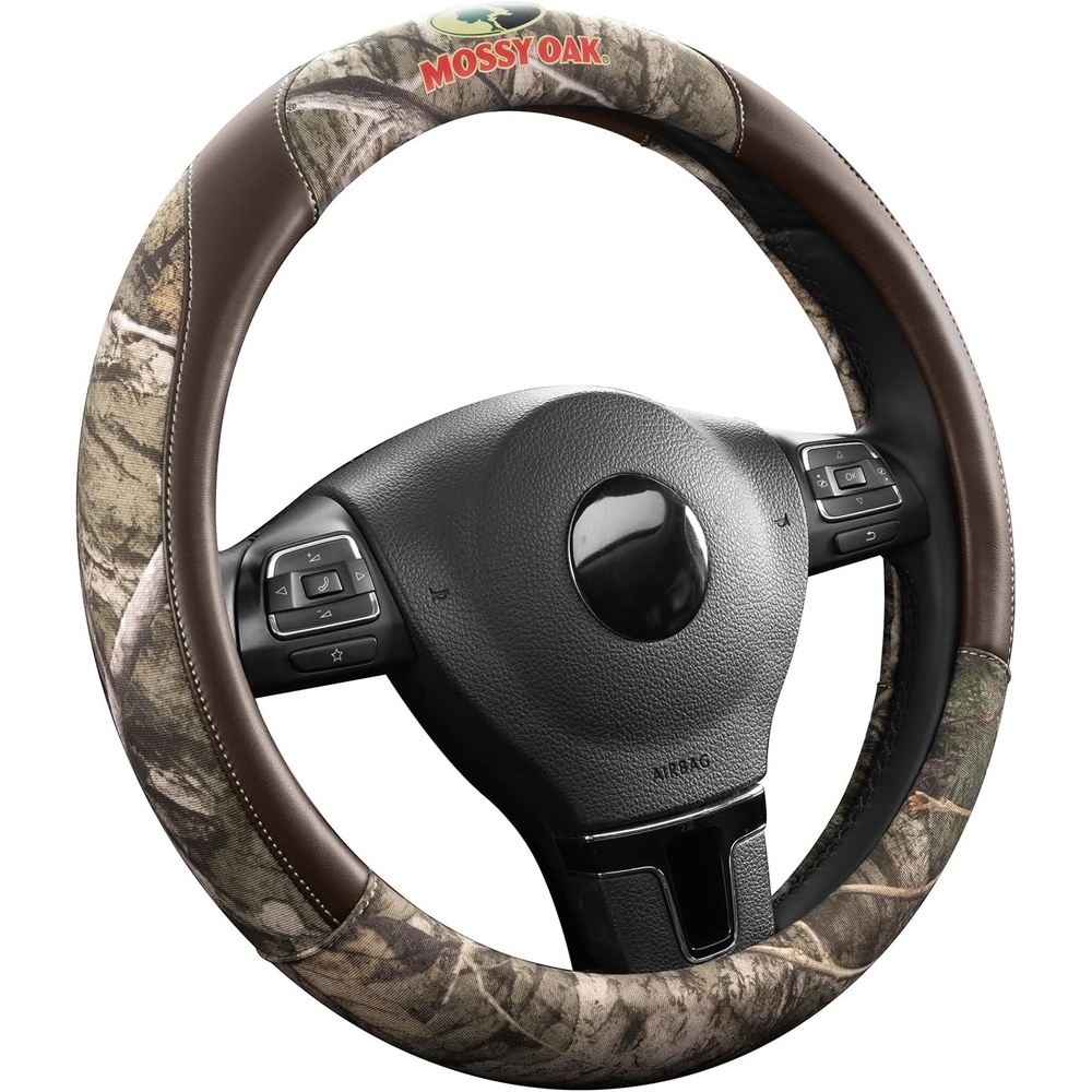 image:imageMossy Oak Full Camo Steering Wheel Cover Made from Premium Leather Universal Fit for 14 12 to 15 inches Official Licensed Product Beige ColorBROWN