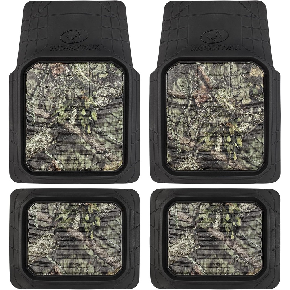 image:imageMossy Oak Heavy Duty Deep Dish Rubber Floor Mats Front and Rear Car Mats with AntiSlip Backing All Weather Protection Trim to Fit for Car SUV Van Trucks Beige Official Licensed ProductBlack